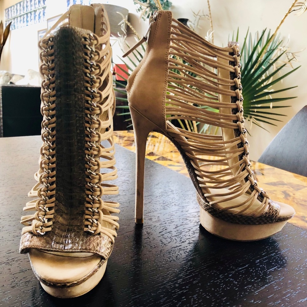 Brian Atwood Python Caged Platform Bootie